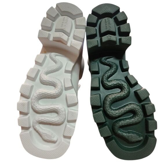 GUCCI Left Only Rubber Rain Boots Womens 35 US 5 Green White Horsebit Amputee - Picture 9 of 15